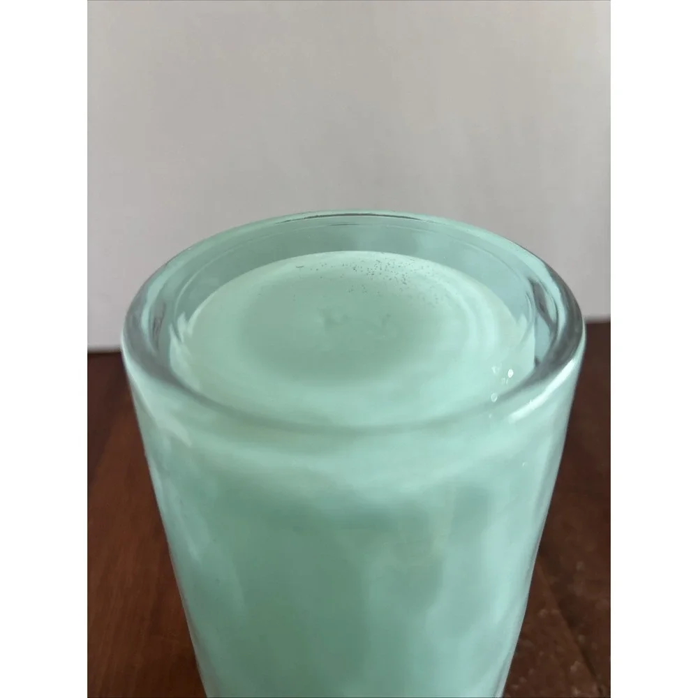Vintage Libbey Ombré Teal/White Frosted Vase 8